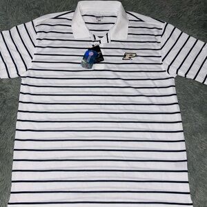 White and Black Striped Polo Shirt